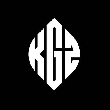 Çember ve elips şekilli KGZ daire harf logosu tasarımı. Tipografik biçimli KGZ elips harfleri. Üç baş harf daire şeklinde bir logo oluşturuyor. KGZ Çember Amblemi Soyut Monogram Harf İşaretleyici Vektörü.