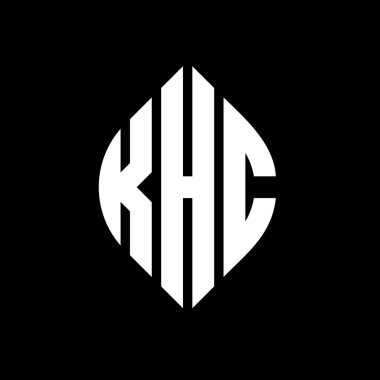 Çember ve elips şekilli KHC daire harf logosu tasarımı. Tipografik biçimli KHC elips harfleri. Üç baş harf daire şeklinde bir logo oluşturuyor. KHC Çember Amblemi Soyut Monogram Harf İşaretleyici Vektörü.