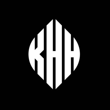 Çember ve elips şekilli KHH daire harf logosu tasarımı. Tipografik biçimli KHH elips harfleri. Üç baş harf daire şeklinde bir logo oluşturuyor. KHH Çember Amblemi Soyut Monogram Harf İşaretleme Vektörü.