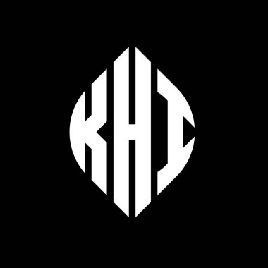 Çember ve elips şekilli KHI daire harf logosu tasarımı. KHI elips harfleri tipografik tarzda. Üç baş harf daire şeklinde bir logo oluşturuyor. KHI Çember Amblemi Soyut Monogram Harf İşaretleme Vektörü.