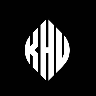 Çember ve elips şekilli KHU daire harf logosu tasarımı. Tipografik biçimli KHU elips harfleri. Üç baş harf daire şeklinde bir logo oluşturuyor. KHU Çember Amblemi Soyut Monogram Harf İşaretleyici Vektörü.
