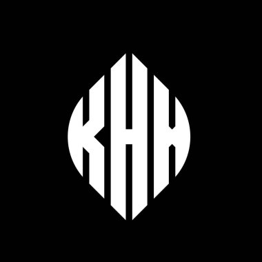 Çember ve elips şekilli KHX daire harf logosu tasarımı. Tipografik biçimli KHX elips harfleri. Üç baş harf daire şeklinde bir logo oluşturuyor. KHX Çember Amblemi Soyut Monogram Harf İşaretleyici Vektörü.
