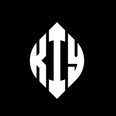 Çember ve elips şekilli KIY daire harf logosu tasarımı. Tipografik biçimli KIY elips harfleri. Üç baş harf daire şeklinde bir logo oluşturuyor. KIY Çember Amblemi Soyut Monogram Harf İşaretleyici Vektörü.