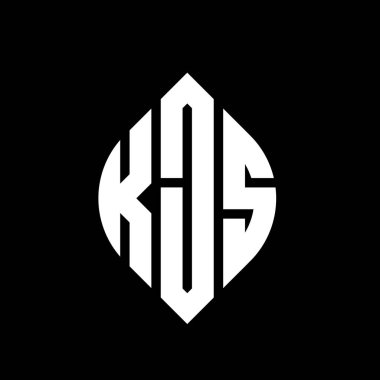 Çember ve elips şekilli KJS daire harf logosu tasarımı. Tipografik biçimli KJS elips harfleri. Üç baş harf daire şeklinde bir logo oluşturuyor. KJS Çember Amblemi Soyut Monogram Harf İşaretleyici Vektörü.