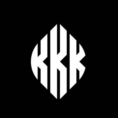 Çember ve elips şekilli KKK daire harf logosu tasarımı. KKK elips harfleri tipografik tarzda. Üç baş harf daire şeklinde bir logo oluşturuyor. KKK Çemberi Amblemi Soyut Monogram Harf İşaretleme Vektörü.