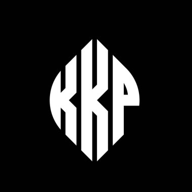 Çember ve elips şekilli KKP daire harf logosu tasarımı. Tipografik biçimli KKP elips harfleri. Üç baş harf daire şeklinde bir logo oluşturuyor. KKP Çember Amblemi Soyut Monogram Harf İşaretleme Vektörü.