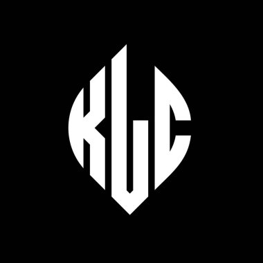 Çember ve elips şekilli KLC daire harf logosu tasarımı. Tipografik biçimli KLC elips harfleri. Üç baş harf daire şeklinde bir logo oluşturuyor. KLC Çember Amblemi Soyut Monogram Harf İşaretleyici Vektörü.
