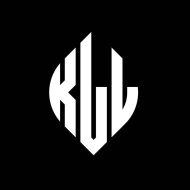 Çember ve elips şekilli KLL daire harf logosu tasarımı. Tipografik biçimli elips harfler. Üç baş harf daire şeklinde bir logo oluşturuyor. KLL Çember Amblemi Soyut Monogram Harf İşaretleyici Vektörü.