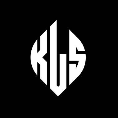 Çember ve elips şekilli KLS daire harf logosu tasarımı. Tipografik biçimli KLS elips harfleri. Üç baş harf daire şeklinde bir logo oluşturuyor. KLS Çemberi Amblemi Soyut Monogram Harf İşaretleyici Vektörü.