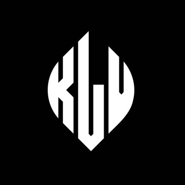 Çember ve elips şekilli KLV daire harf logosu tasarımı. Tipografik biçimli KLV elips harfleri. Üç baş harf daire şeklinde bir logo oluşturuyor. KLV Çember Amblemi Soyut Monogram Harf İşaretleyici Vektörü.