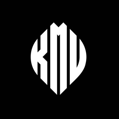 Çember ve elips şekilli KMU daire harf logosu tasarımı. Tipografik biçimli KMU elips harfleri. Üç baş harf daire şeklinde bir logo oluşturuyor. KMU Çember Amblemi Soyut Monogram Harf İşaretleyici Vektörü.