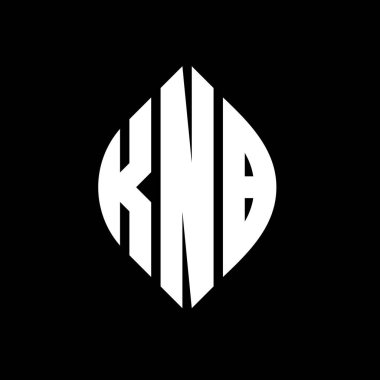 Çember ve elips şekilli KNB daire harf logosu tasarımı. Tipografik biçimli KNB elips harfleri. Üç baş harf daire şeklinde bir logo oluşturuyor. KNB Çember Amblemi Soyut Monogram Harf İşaretleyici Vektörü.