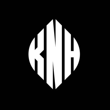Çember ve elips şekilli KNH daire harf logosu tasarımı. Tipografik biçimli KNH elips harfleri. Üç baş harf daire şeklinde bir logo oluşturuyor. KNH Çember Amblemi Soyut Monogram Harf İşaretleyici Vektörü.