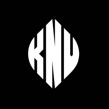 Çember ve elips şekilli KNV daire harf logosu tasarımı. Tipografik biçimli KNV elips harfleri. Üç baş harf daire şeklinde bir logo oluşturuyor. KNV Çemberi Amblemi Soyut Monogram Harf İşareti Vector.KNV daire harfli logo tasarımı daire ve ellip