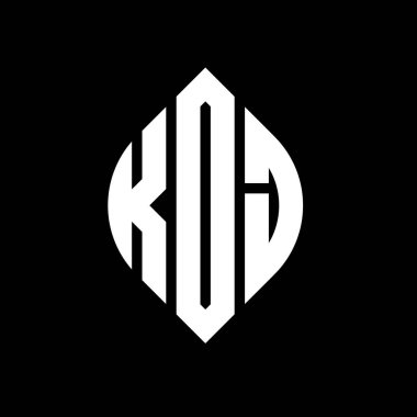 Çember ve elips şekilli KOJ daire harf logosu tasarımı. KOJ elips harfleri tipografik tarzda. Üç baş harf daire şeklinde bir logo oluşturuyor. KOJ Çember Amblemi Soyut Monogram Harf İşaretleyici Vektörü.