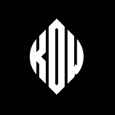 Çember ve elips şekilli KOW daire harf logosu tasarımı. Tipografik biçimli KOW elips harfleri. Üç baş harf daire şeklinde bir logo oluşturuyor. KOW Çemberi Amblemi Soyut Monogram Harf İşaretleyici Vektörü.