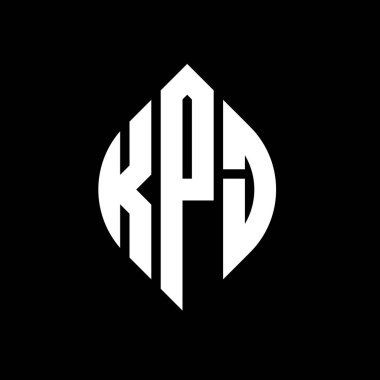 Çember ve elips şekilli KPJ daire harf logosu tasarımı. Tipografik biçimli KPJ elips harfleri. Üç baş harf daire şeklinde bir logo oluşturuyor. KPJ Çember Amblemi Soyut Monogram Harf İşaretleyici Vektörü.