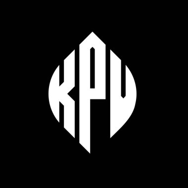 Çember ve elips şekilli KPV daire harf logosu tasarımı. Tipografik biçimli KPV elips harfleri. Üç baş harf daire şeklinde bir logo oluşturuyor. KPV Çember Amblemi Soyut Monogram Harf İşaretleyici Vektörü.