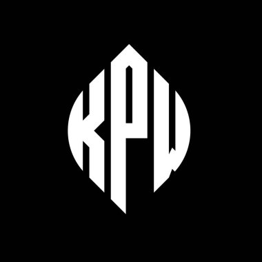 Çember ve elips şekilli KPW daire harf logosu tasarımı. Tipografik biçimli KPW elips harfleri. Üç baş harf daire şeklinde bir logo oluşturuyor. KPW Çember Amblemi Soyut Monogram Harf İşaretleyici Vektörü.