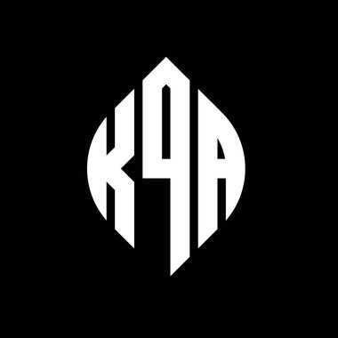 Çember ve elips şekilli KQA daire harf logosu tasarımı. Tipografik biçimli KQA elips harfleri. Üç baş harf daire şeklinde bir logo oluşturuyor. KQA Çember Amblemi Soyut Monogram Harf İşaretleyici Vektörü.
