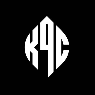 Çember ve elips şekilli KQC daire harf logosu tasarımı. Tipografik biçimli KQC elips harfleri. Üç baş harf daire şeklinde bir logo oluşturuyor. KQC Çember Amblemi Soyut Monogram Harf İşaretleyici Vektörü.