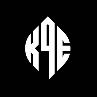 Çember ve elips şekilli KQE daire harf logosu tasarımı. Tipografik biçimli KQE elips harfleri. Üç baş harf daire şeklinde bir logo oluşturuyor. KQE Çember Amblemi Soyut Monogram Harf İşaretleyici Vektörü.