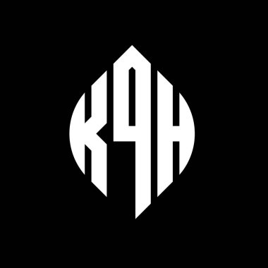 Çember ve elips şekilli KQH daire harf logosu tasarımı. Tipografik biçimli KQH elips harfleri. Üç baş harf daire şeklinde bir logo oluşturuyor. KQH Çember Amblemi Soyut Monogram Harf İşaretleyici Vektörü.