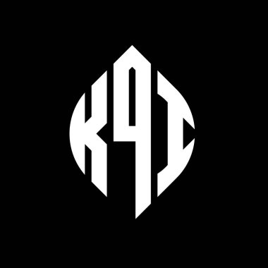 Çember ve elips şekilli KQI daire harf logosu tasarımı. Tipografik biçimli KQI elips harfleri. Üç baş harf daire şeklinde bir logo oluşturuyor. KQI Çember Amblemi Soyut Monogram Harf İşaretleyici Vektörü.