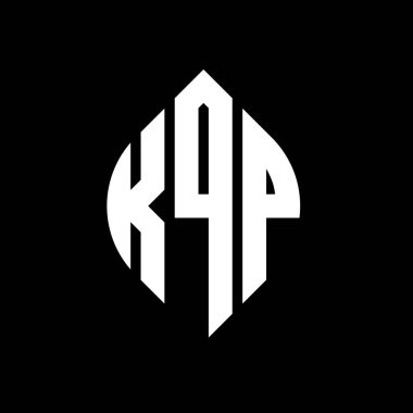 Çember ve elips şekilli KQP daire harf logosu tasarımı. Tipografik biçimli KQP elips harfleri. Üç baş harf daire şeklinde bir logo oluşturuyor. KQP Çember Amblemi Soyut Monogram Harf İşaretleyici Vektörü.