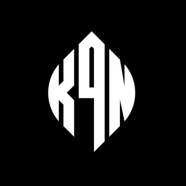 Çember ve elips şekilli KQN daire harf logosu tasarımı. Tipografik biçimli KQN elips harfleri. Üç baş harf daire şeklinde bir logo oluşturuyor. KQN Çember Amblemi Soyut Monogram Harf İşaretleyici Vektörü.