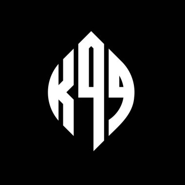 Çember ve elips şekilli KQQ daire harf logosu tasarımı. Tipografik biçimli KQQ elips harfleri. Üç baş harf daire şeklinde bir logo oluşturuyor. KQQ Çember Amblemi Soyut Monogram Harf İşaretleyici Vektörü.