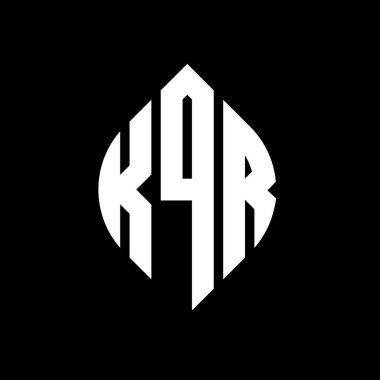 Çember ve elips şekilli KQR daire harf logosu tasarımı. Tipografik biçimli KQR elips harfleri. Üç baş harf daire şeklinde bir logo oluşturuyor. KQR Çember Amblemi Soyut Monogram Harf İşaretleyici Vektörü.