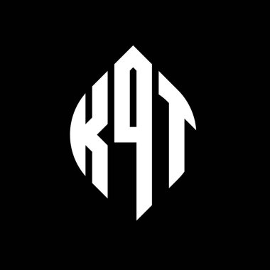 Çember ve elips şekilli KQT daire harf logosu tasarımı. Tipografik biçimli KQT elips harfleri. Üç baş harf daire şeklinde bir logo oluşturuyor. KQT Çember Amblemi Soyut Monogram Harf İşaretleyici Vektörü.