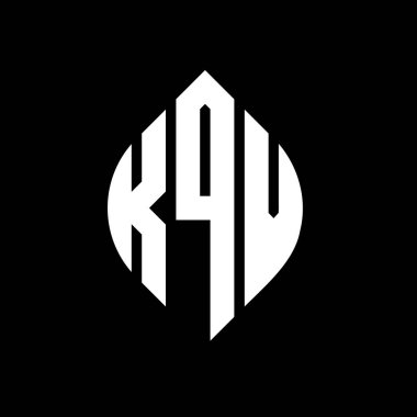 Çember ve elips şekilli KQV daire harf logosu tasarımı. Tipografik biçimli KQV elips harfleri. Üç baş harf daire şeklinde bir logo oluşturuyor. KQV Çember Amblemi Soyut Monogram Harf İşaretleyici Vektörü.