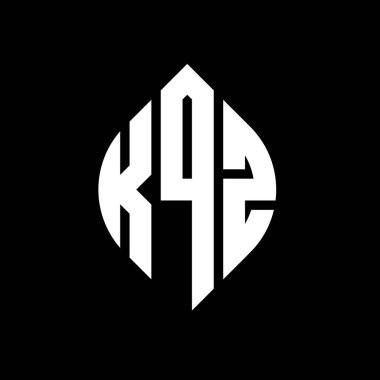 Çember ve elips şekilli KQZ daire harf logosu tasarımı. Tipografik biçimli KQZ elips harfleri. Üç baş harf daire şeklinde bir logo oluşturuyor. KQZ Çember Amblemi Soyut Monogram Harf İşaretleyici Vektörü.
