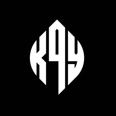 Çember ve elips şekilli KQY daire harf logosu tasarımı. Tipografik biçimli KQY elips harfleri. Üç baş harf daire şeklinde bir logo oluşturuyor. KQY Çember Amblemi Soyut Monogram Harf İşaretleyici Vektörü.