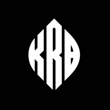 Çember ve elips şekilli KRB daire harf logosu tasarımı. Tipografik biçimli KRB elips harfleri. Üç baş harf daire şeklinde bir logo oluşturuyor. KRB Çember Amblemi Soyut Monogram Harf İşaretleyici Vektörü.
