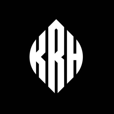 Çember ve elips şekilli KRH daire harf logosu tasarımı. Tipografik biçimli KRH elips harfleri. Üç baş harf daire şeklinde bir logo oluşturuyor. KRH Çember Amblemi Soyut Monogram Harf İşaretleme Vektörü.