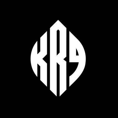 Çember ve elips şekilli KRQ daire harf logosu tasarımı. Tipografik biçimli KRQ elips harfleri. Üç baş harf daire şeklinde bir logo oluşturuyor. KRQ Çemberi Amblemi Soyut Monogram Harf İşaretleyici Vektörü.