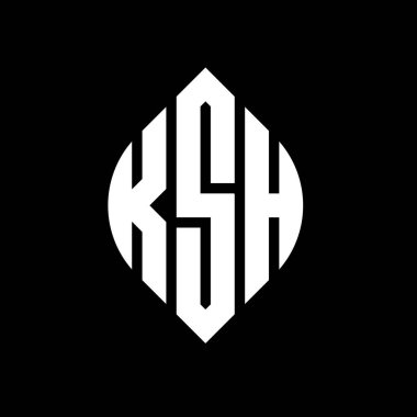 Çember ve elips şekilli KSH daire harf logosu tasarımı. Tipografik biçimli KSH elips harfleri. Üç baş harf daire şeklinde bir logo oluşturuyor. KSH Çember Amblemi Soyut Monogram Harf İşaretleme Vektörü.