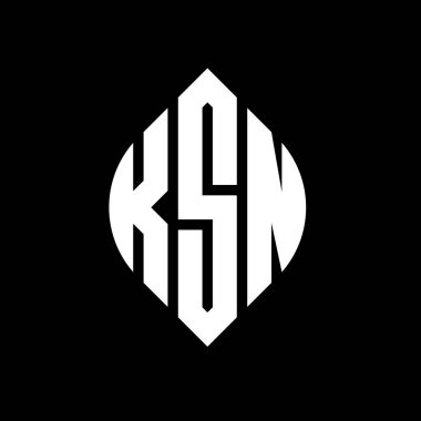 Çember ve elips şekilli KSN daire harf logosu tasarımı. Tipografik biçimli KSN elips harfleri. Üç baş harf daire şeklinde bir logo oluşturuyor. KSN Çember Amblemi Soyut Monogram Harf İşaretleyici Vektörü.