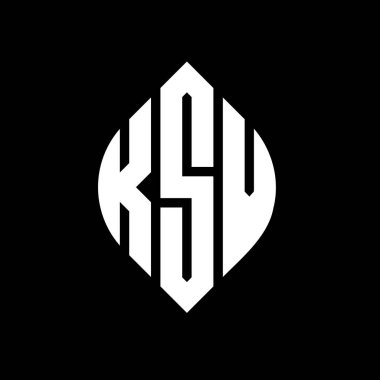 Çember ve elips şekilli KSV daire harf logosu tasarımı. Tipografik biçimli KSV elips harfleri. Üç baş harf daire şeklinde bir logo oluşturuyor. KSV Çember Amblemi Soyut Monogram Harf İşaretleyici Vektörü.