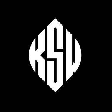 Çember ve elips şekilli KSW daire harf logosu tasarımı. Tipografik biçimli KSW elips harfleri. Üç baş harf daire şeklinde bir logo oluşturuyor. KSW Çember Amblemi Soyut Monogram Harf İşaretleyici Vektörü.