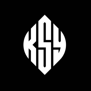 Çember ve elips şekilli KSY daire harf logosu tasarımı. Tipografik biçimli KSY elips harfleri. Üç baş harf daire şeklinde bir logo oluşturuyor. KSY Çember Amblemi Soyut Monogram Harf İşaretleyici Vektörü.