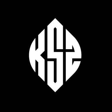 Çember ve elips şekilli KSZ daire harf logosu tasarımı. Tipografik biçimli KSZ elips harfleri. Üç baş harf daire şeklinde bir logo oluşturuyor. KSZ Çember Amblemi Soyut Monogram Harf İşaretleyici Vektörü.
