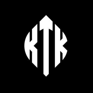 Çember ve elips şekilli KTK daire harf logosu tasarımı. Tipografik biçimli KTK elips harfleri. Üç baş harf daire şeklinde bir logo oluşturuyor. KTK Çemberi Amblemi Soyut Monogram Harf İşaretleme Vektörü.