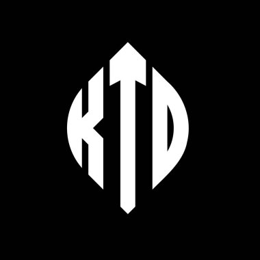 Çember ve elips şekilli KTO harf logosu tasarımı. Tipografik biçimli KTO elips harfleri. Üç baş harf daire şeklinde bir logo oluşturuyor. KTO Çemberi Amblemi Soyut Monogram Harf İşaretleme Vektörü.