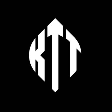Çember ve elips şekilli KTT daire harf logosu tasarımı. Tipografik biçimli KTT elips harfleri. Üç baş harf daire şeklinde bir logo oluşturuyor. KTT Çemberi Amblemi Soyut Monogram Harf İşaretleyici Vektörü.