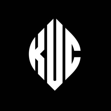 Çember ve elips şekilli KUC daire harf logosu tasarımı. Tipografik biçimli KUC elips harfleri. Üç baş harf daire şeklinde bir logo oluşturuyor. KUC Çember Amblemi Soyut Monogram Harf İşaretleyici Vektörü.