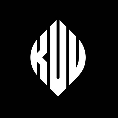 Çember ve elips şekilli KVU daire harf logosu tasarımı. Tipografik biçimli KVU elips harfleri. Üç baş harf daire şeklinde bir logo oluşturuyor. KVU Çember Amblemi Soyut Monogram Harf İşaretleyici Vektörü.
